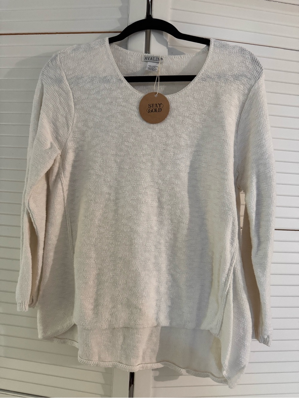 Avalin Lightweight Ivory Knit Cotton Sweater